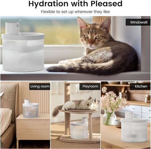 نافورة ماء Cat Cordless ، بطارية 4000 مللي أمبير في الساعة يتم تشغيلها ، 2.2 لتر/77 أوقية ، نوافير قطة للشرب ، نوافير المياه اللاسلكية للقطط الداخلية ، نافورة مياه للحيوانات الأليفة مع مستشعر ، ترشيح متعدد in Kuwait