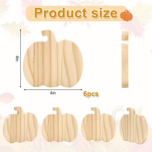Whaline 6Pcs Fall Pumpkin Wooden Sign Cutouts with Raffia Unfinished Pumpkin Shaped Table Wooden Signs for Autumn Thanksgiving Halloween Tiered Tray Home Decor DIY Crafts in Saudi Arabia