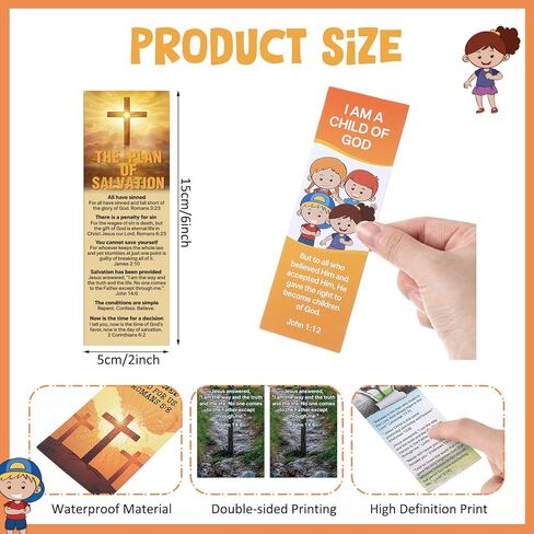 100 PCS Bible Salvation Landmarks Bulk Gospel Tract Card for Evangelism with 20 Designs 6 × 2 بوصة صلاة الإشارات الإشارات المسيحية بشكل كبير للنساء للرجال الكنيسة واللوازم المكتبية محبي الكتاب in Kuwait