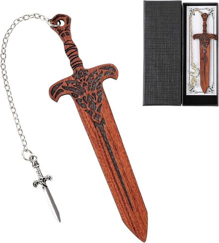 Sword Dragon Wooden Bookmark - Cool Vintage Book Marks Higds to Reading Men Fantasy Wood Age Markers Novel Fans Boys Kids القراء. in Kuwait