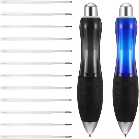 14 Pcs Big Fat Pens, Large Wide Grip Ballpoint with Rope, Ergonomic Pen for Tremor, Arthritis, Parkinson, Handicap (2 Pens + 6 Blue Refills + 6 Black Refills) in Saudi Arabia