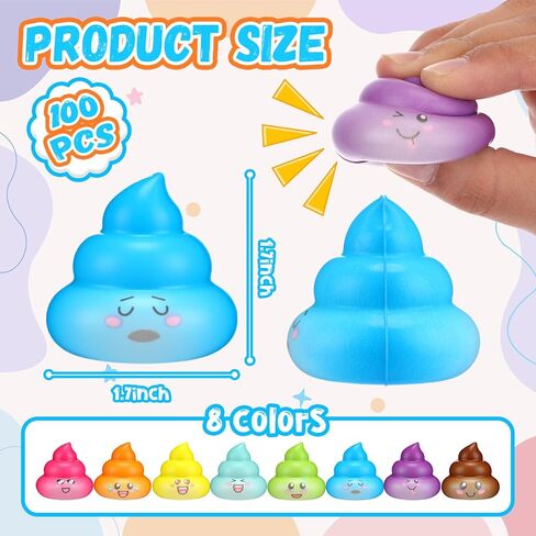 Leyndo 100 PCS Multicolor أصلي أنبوب كرة الإجهاد التمدد ألعاب Poop Toys Poo for Halloween Party Favors نكتة صعبة القلق ديكور في جوائز هدية عيد ميلاد مضحك in Kuwait