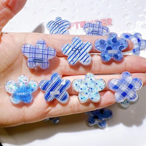 3D Sparkly Resin Embellishments Flatbacks, 40 Pieces Shine Glitter Flower Strawberry Cat Shape Resin Charms for DIY Handicraft, Phone Case,Scrapbooking (Multicolor) in Saudi Arabia