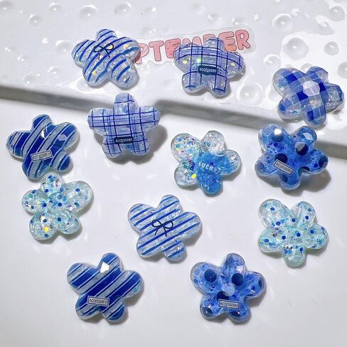 3D Sparkly Resin Embellishments Flatbacks, 40 Pieces Shine Glitter Flower Strawberry Cat Shape Resin Charms for DIY Handicraft, Phone Case,Scrapbooking (Multicolor) in Saudi Arabia