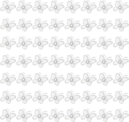 Patikil 50pcs الفراشات للحرف اليدوية ، 1.2 "شبك سلك بريق الفراشات الفراشات الأورجانزا لديكور ديكور المنزل ديكورت ديكور الزفاف ، الأخضر in Saudi Arabia
