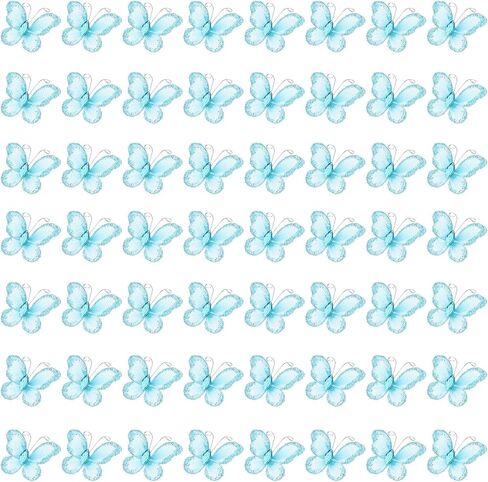 Patikil 50pcs الفراشات للحرف اليدوية ، 1.2 "شبك سلك بريق الفراشات الفراشات الأورجانزا لديكور ديكور المنزل ديكورت ديكور الزفاف ، الأخضر in Kuwait