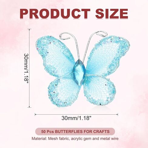 Patikil 50pcs الفراشات للحرف اليدوية ، 1.2 "شبك سلك بريق الفراشات الفراشات الأورجانزا لديكور ديكور المنزل ديكورت ديكور الزفاف ، الأخضر in Kuwait