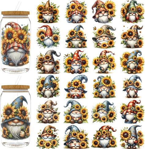24PCS UV DTF Cup Wraps for 16 oz,Hippie Gnome UV DTF Cup Wrap Stickers Smooth and Durable, Vivid Colors,Suitable for Mugs, Cell Phone Cases, Office Decoration in Kuwait
