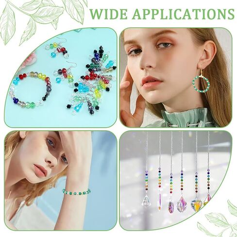 Sunnyclue 1 Box 780pcs حبات الزجاج الأخضر Crystal Classes Charms 2mm 4mm 6mm 8mm 10mm Rondelle Rondelle Faceted Beads for Jewelry Making Make Bracelets Necklace Diy Crafts Decoration Decoration in Saudi Arabia