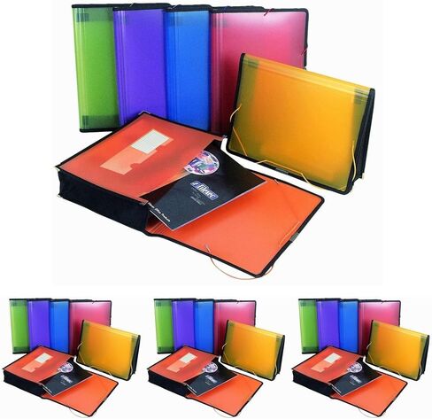 Filexec Single Pocket Expanding File, Letter, Elastic Closure, Assorted, Pack of 6 (50125-3429) in Kuwait