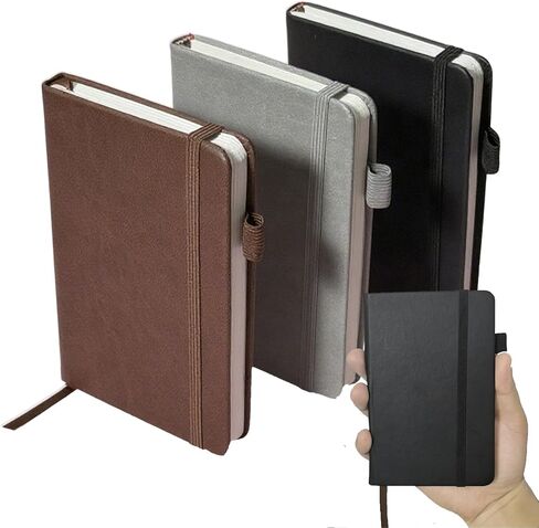 3 Pack Small Pocket Notebook, Mini Notebook Journals, 3.7"x5.7" PU Leather Hardcover Notebook College Ruled 600 Lined Pages for Work Travel, Notepad Black, Brown, Grey in Saudi Arabia