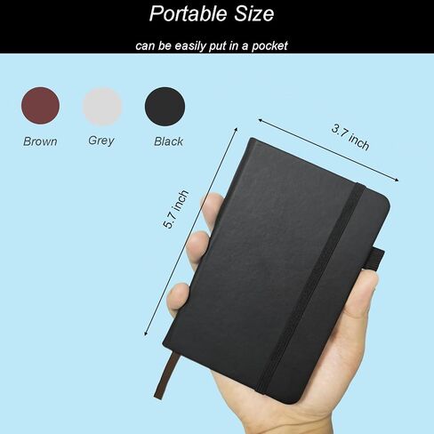 3 Pack Small Pocket Notebook, Mini Notebook Journals, 3.7"x5.7" PU Leather Hardcover Notebook College Ruled 600 Lined Pages for Work Travel, Notepad Black, Brown, Grey in Saudi Arabia