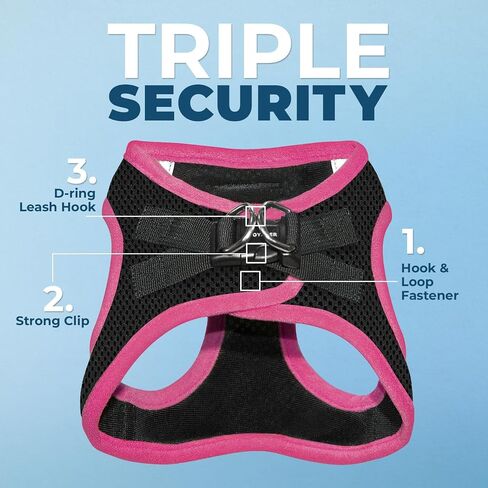 Best Pet Supplies - All Weather Mesh/Plush, Reflective, No Pull Harness for Small, Medium Dogs, Cats - Secure with Hook & Loop Fastener, Buckle, Double D-Rings - Black/Pink Trim, S in Saudi Arabia