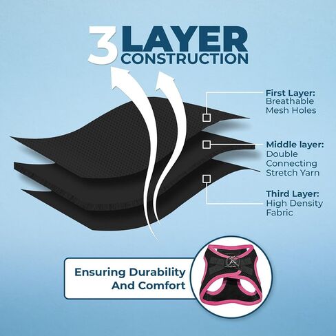 Best Pet Supplies - All Weather Mesh/Plush, Reflective, No Pull Harness for Small, Medium Dogs, Cats - Secure with Hook & Loop Fastener, Buckle, Double D-Rings - Black/Pink Trim, S in Saudi Arabia