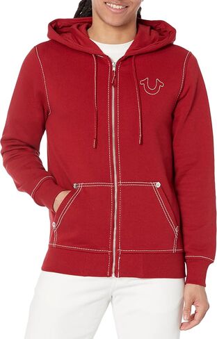 TRUE RELIGION mens Velour Big T Zip Up Hoodie Hooded Sweatshirt in Saudi Arabia