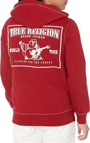 TRUE RELIGION mens Velour Big T Zip Up Hoodie Hooded Sweatshirt in Saudi Arabia