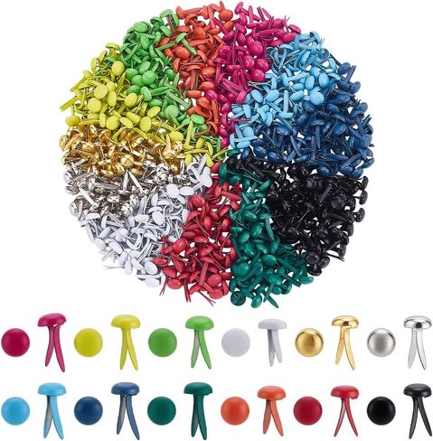 PH Pandahall 1200pcs Mini Brads السحابات ، 12 لونًا مسطحًا ، يتجهّر الورق السحابات المعدنية برادز الباستيل الحديد لصياغة الفنون. in Saudi Arabia