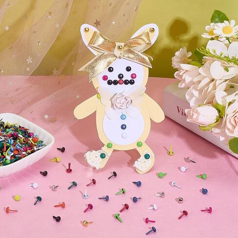 PH Pandahall 1200pcs Mini Brads السحابات ، 12 لونًا مسطحًا ، يتجهّر الورق السحابات المعدنية برادز الباستيل الحديد لصياغة الفنون. in Saudi Arabia