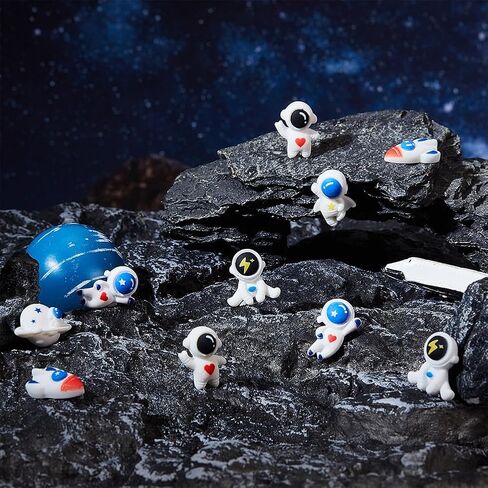 AHANDMAKER 60Pcs Space Theme Flatback Resin Charms, 6 Styles Planet Rocket Astronaut Cabochons 3D Resin Filling Charms Ornaments for Hair Clip Phone Case Scrapbooking Keychain Photo Frame Decor in Saudi Arabia