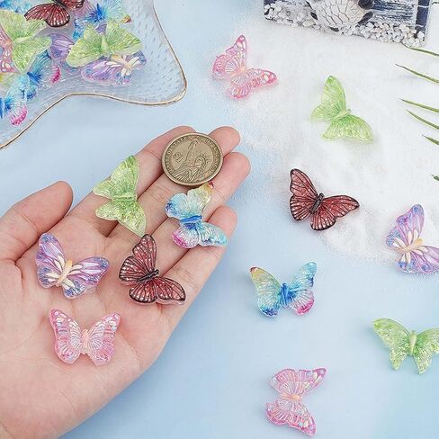 SUNNYCLUE 50Pcs 5 Styles Butterfly Flatback Resin Charms Cute Cabochons Animal Spring No Hole Opaque Colorful Sequins Flat Back Charm for DIY Crafts Hair Clip Phone Case Scrapbooking Embellishments in Saudi Arabia