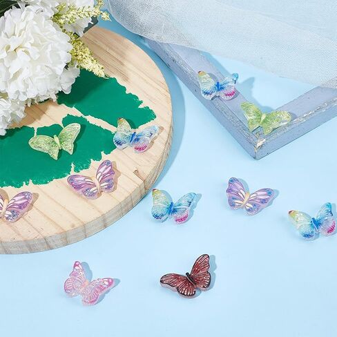 SUNNYCLUE 50Pcs 5 Styles Butterfly Flatback Resin Charms Cute Cabochons Animal Spring No Hole Opaque Colorful Sequins Flat Back Charm for DIY Crafts Hair Clip Phone Case Scrapbooking Embellishments in Saudi Arabia