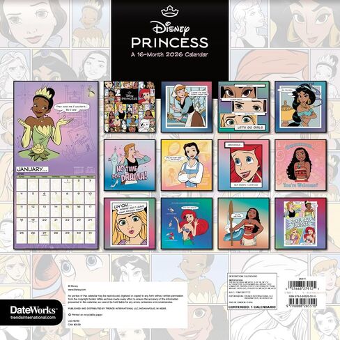 Disney Princess Calendar 2026 - Deluxe 2026 Princesses Wall Calendar Bunddle مع أكثر من 100 ملصق تذكير يضم أرييل ، بيل ، سندريلا ، المزيد (هدايا ديزني الكلاسيكية ، اللوازم المكتبية) in Kuwait