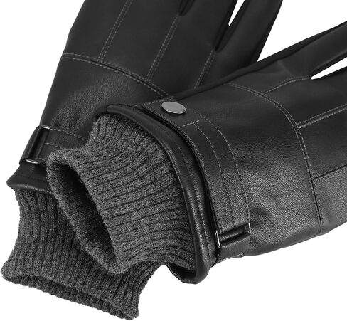 isotoner Men's Stretch Nappa Winter Glove with Knit Cuff, Large, Black in Saudi Arabia