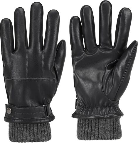 isotoner Men's Stretch Nappa Winter Glove with Knit Cuff, Large, Black in Saudi Arabia
