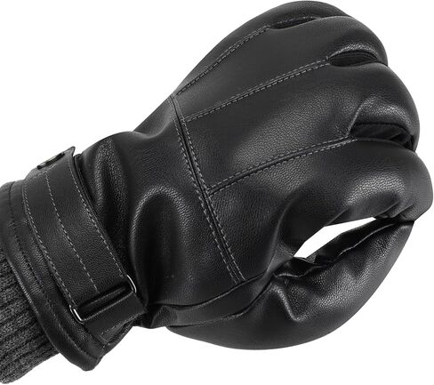 isotoner Men's Stretch Nappa Winter Glove with Knit Cuff, Large, Black in Saudi Arabia