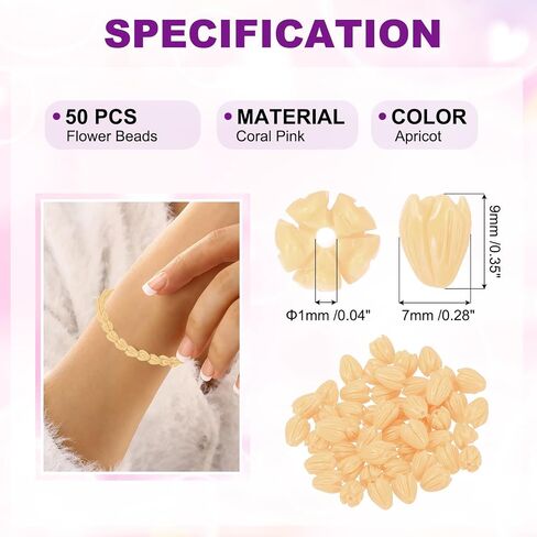 PATIKIL 50 Pcs Coral Flower Beads, 9x7mm Artificial Jasmine Flower Shell Floral Spacer Beads for Jewelry Making DIY Crafts Necklace Bracelet Earring Accessories, Rose Red in Saudi Arabia