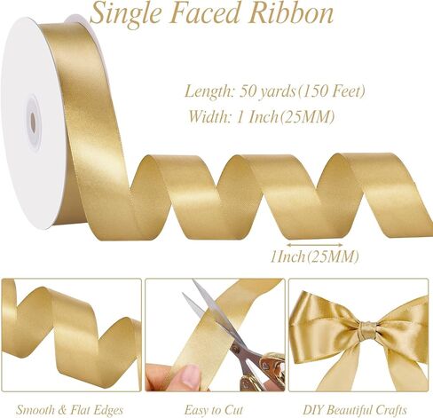 Black Satin Ribbon 50 Yards 1 inch Black Ribbon for Gift Wrapping Flower Bouquet Crafts Bow Making Wedding Party Home Decoration in Kuwait