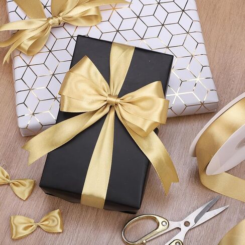 Black Satin Ribbon 50 Yards 1 inch Black Ribbon for Gift Wrapping Flower Bouquet Crafts Bow Making Wedding Party Home Decoration in Kuwait