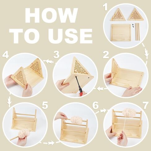 PH Pandahall Wood Yarn Holder محمولة 3-REVOLVING REVOLVER YARN SIPENSER PATTION TRIANGLE CROCHET RECTINGRAWALORS CROCHET YARNS RACK FORKENT CORCHETING CORCHETING HELL in Saudi Arabia