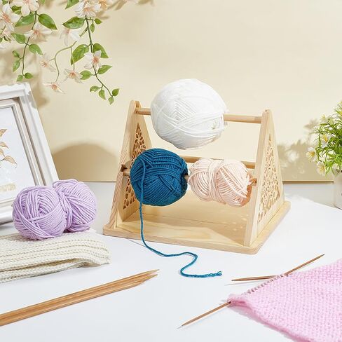 PH Pandahall Wood Yarn Holder محمولة 3-REVOLVING REVOLVER YARN SIPENSER PATTION TRIANGLE CROCHET RECTINGRAWALORS CROCHET YARNS RACK FORKENT CORCHETING CORCHETING HELL in Saudi Arabia