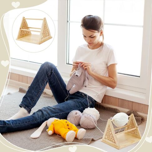 PH Pandahall Wood Yarn Holder محمولة 3-REVOLVING REVOLVER YARN SIPENSER PATTION TRIANGLE CROCHET RECTINGRAWALORS CROCHET YARNS RACK FORKENT CORCHETING CORCHETING HELL in Saudi Arabia