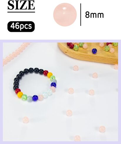 8mm Glass Beads 46PCS Glass Beads for Jewelry Making Charm Round Loose Bead for Bracelet Making Kit (Dark Yellow Glass) in Saudi Arabia