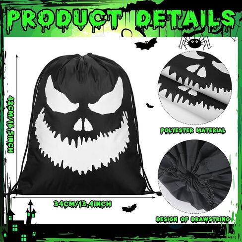 Mingdder 2 PCS Halloween Glow in the Dark Ghost Bag 16.5 × 13.4 بوصة معالجة الأكياس مع الروابات قطعة القماش Candy Candy Bags Luminous القابلة لإعادة الاستخدام لأكياس الهالوين. in Saudi Arabia