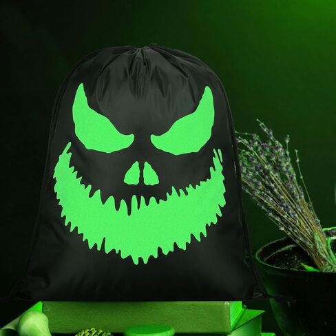 Mingdder 2 PCS Halloween Glow in the Dark Ghost Bag 16.5 × 13.4 بوصة معالجة الأكياس مع الروابات قطعة القماش Candy Candy Bags Luminous القابلة لإعادة الاستخدام لأكياس الهالوين. in Saudi Arabia