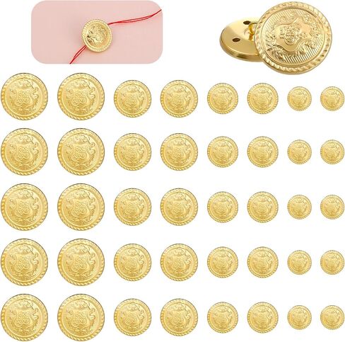 40 PCS أزرار السترة المعدنية الذهبية - 4 أحجام الأزرار النحاسية عتيقة لدعاوى النحاس الذهب للسترة للرجال ملابس النساء ، الدعاوى ، المعاطف ، الزي الرسمي والسترات (5 مم/18 مم/20 مم/25 ملم) in Saudi Arabia