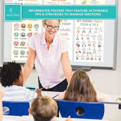 Decorably 22 Calming Corner Posters for Classroom, 11x17in Matte-Laminated Educational Calming Corner Poster - Classrooms, School Hallways, Bulletin Boards, Home Study Room in Saudi Arabia