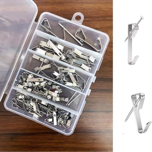 20pcs Picture Hanging Kit, 100Lb Professional Picture Frame Hangers, Metal Picture Hanging Hooks with Nails, on Drywall, Wooden Wall Photo, Mirror, Canvas, Wall Art (Silver) in Saudi Arabia
