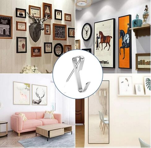 20pcs Picture Hanging Kit, 100Lb Professional Picture Frame Hangers, Metal Picture Hanging Hooks with Nails, on Drywall, Wooden Wall Photo, Mirror, Canvas, Wall Art (Silver) in Saudi Arabia