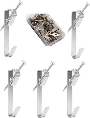 20pcs Picture Hanging Kit, 100Lb Professional Picture Frame Hangers, Metal Picture Hanging Hooks with Nails, on Drywall, Wooden Wall Photo, Mirror, Canvas, Wall Art (Silver) in Saudi Arabia