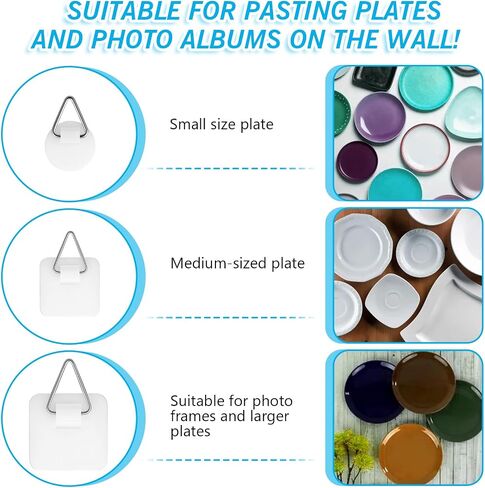 Wall Plate Hanger Display Holder Invisible Vertical Plate Holder Picture Adhesive Hooks Hanging Sticky Hanger for Home Kitchen Decorative Plastic Plates Photo Frame Wall Art (30) in Saudi Arabia