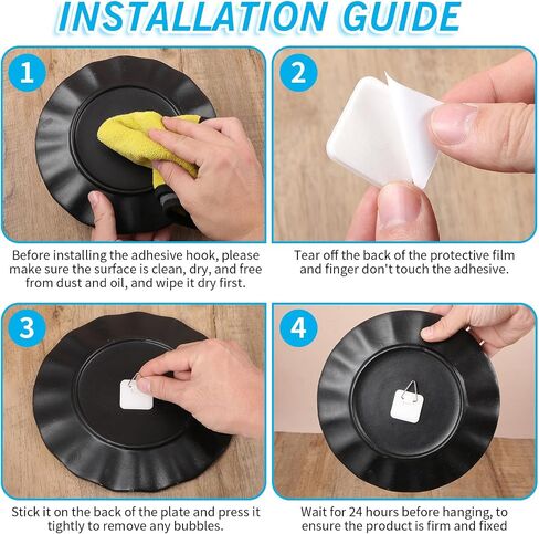 Wall Plate Hanger Display Holder Invisible Vertical Plate Holder Picture Adhesive Hooks Hanging Sticky Hanger for Home Kitchen Decorative Plastic Plates Photo Frame Wall Art (30) in Saudi Arabia