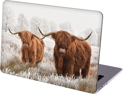 MINGDAO Compatible with MacBook Air 13 inch Retina Display with Touch ID, Hard Protective Shell with Keyboard Cover (M1 A2337 A2179 A1932, 2018 2019 2020 Release) - Highland Cow - MC8084 in Kuwait