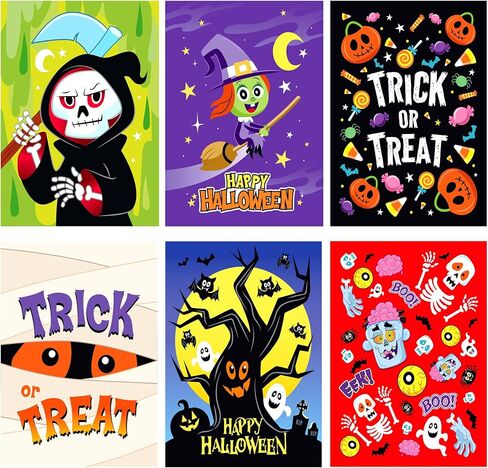 JOYIN 72 Pcs Halloween Candy Bags, Trick or Treating Goodie Bags in 6 Character Themed Designs for Kids Halloween Party Favor, Plastic Snacks Stuffers Bag for Party Supplies in Saudi Arabia