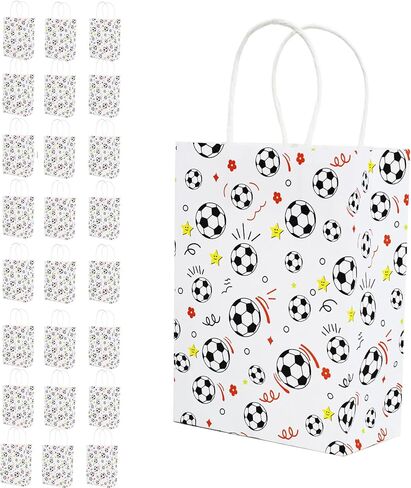 24 Pack Soccer Party Favor Gfit Bags 8.2" x 5.9" x 3.2" Paper Goodies Snack Treat Bags for Team Football Candy Themed Birthdays Sports in Saudi Arabia