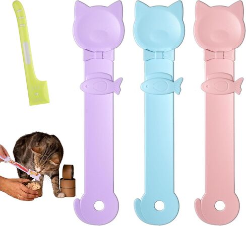 BEWUDY 4PCS Cat Strip Engers ملعقة ، Cat Treat Spoon Squeeze Pet Caned Food Rapps Cute Cate Treat in Saudi Arabia