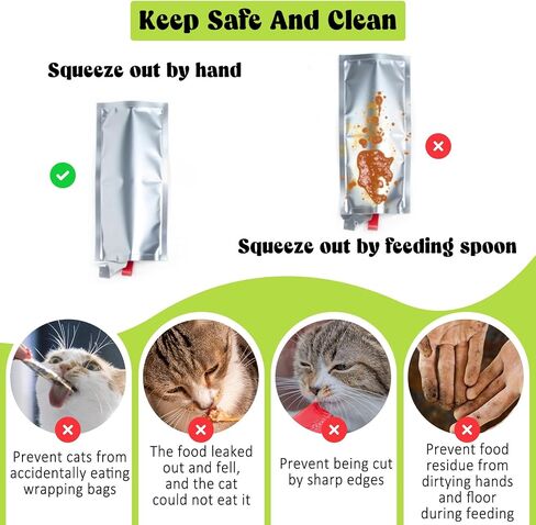 BEWUDY 4PCS Cat Strip Engers ملعقة ، Cat Treat Spoon Squeeze Pet Caned Food Rapps Cute Cate Treat in Saudi Arabia